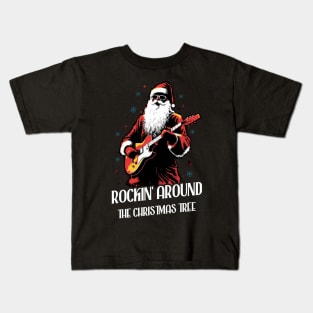 Christmas Guitar Gift Santa Claus Guitarist Funny Guitar Kids T-Shirt